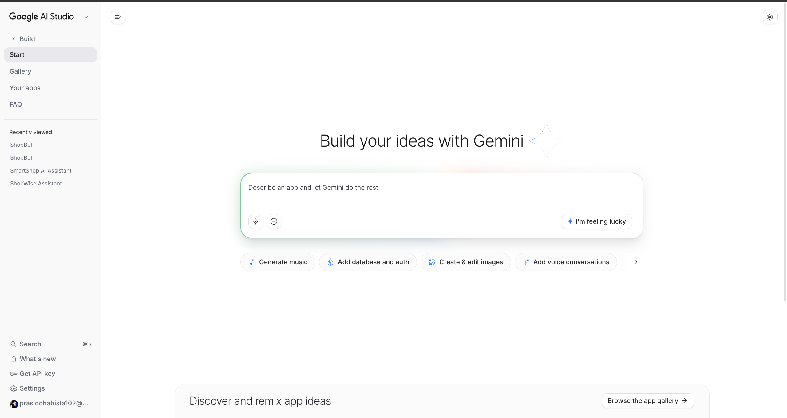 Google AI Studio Build